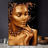 African Art Black and Gold Woman