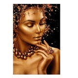 African Art Black and Gold Woman