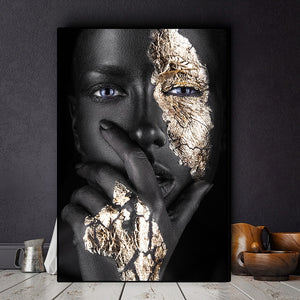 Art Black and Gold Woman Oil Painting