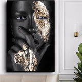 Art Black and Gold Woman Oil Painting