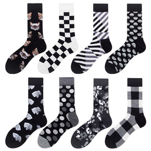Men Socks Black White