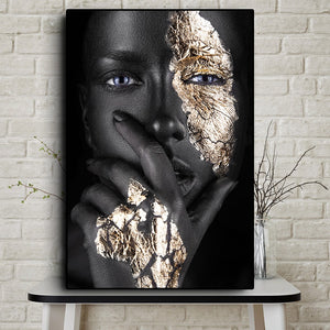 Art Black and Gold Woman Oil Painting