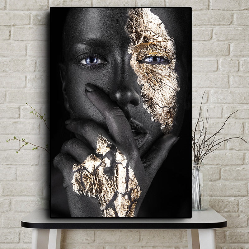 Art Black and Gold Woman Oil Painting