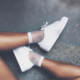 White Hollow Sock Women Ruffle