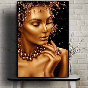 African Art Black and Gold Woman