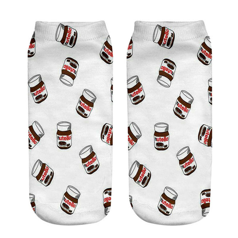 Women funny 3D print foods white